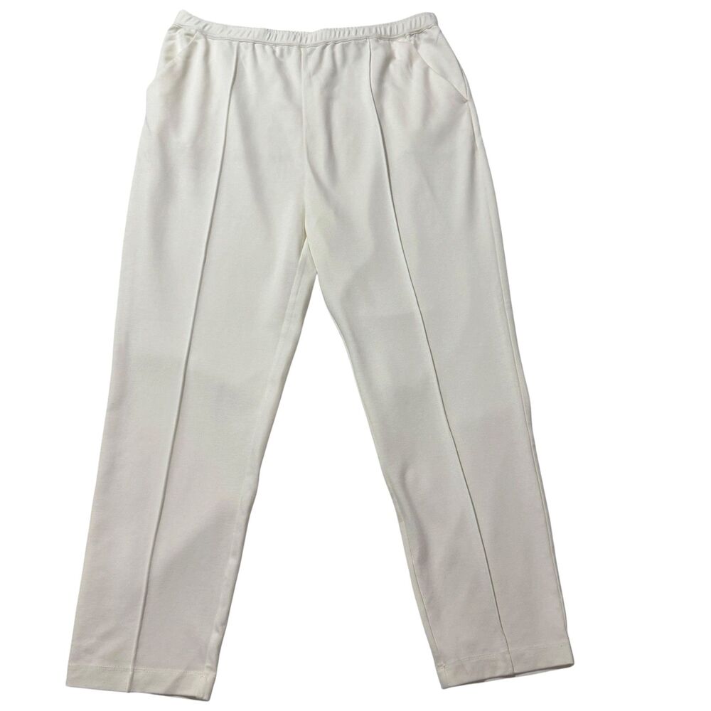 Soft Surroundings Women's XL Pants Pull on Elastic Waist Comfort Ivory Pockets